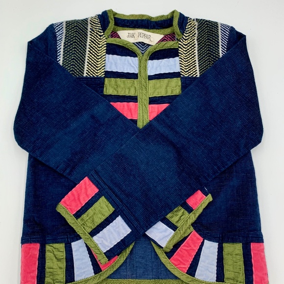 Jack & Peppar pink, navy and green corduroy patchwork jacket - Picture 1 of 9